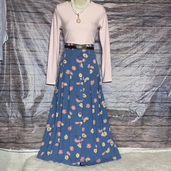 Napa Valley Vintage Floral Print Maxi Skirt - Picture 1 of 8